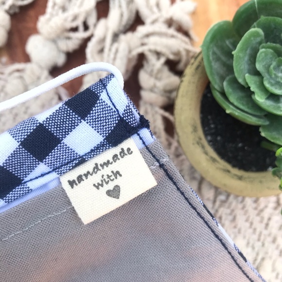 100% Homemade Face Mask| Blue and White Checkered - Picture 3 of 3